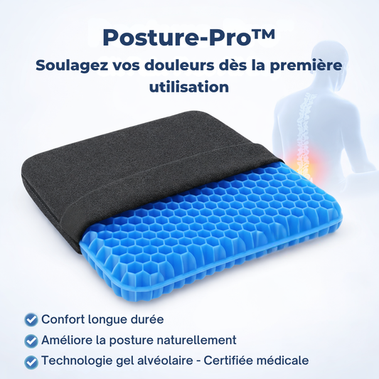 Posture-Pro™ — Coussin Gel Ergonomique | Soulage Dos & Coccyx